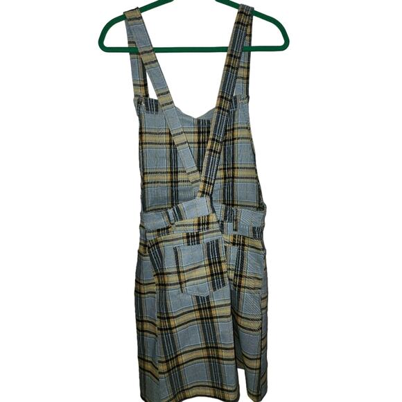 Like An Angel Plaid Overall‎ Dress Women's Extra Large Blue Yellow Casual - Picture 5 of 8